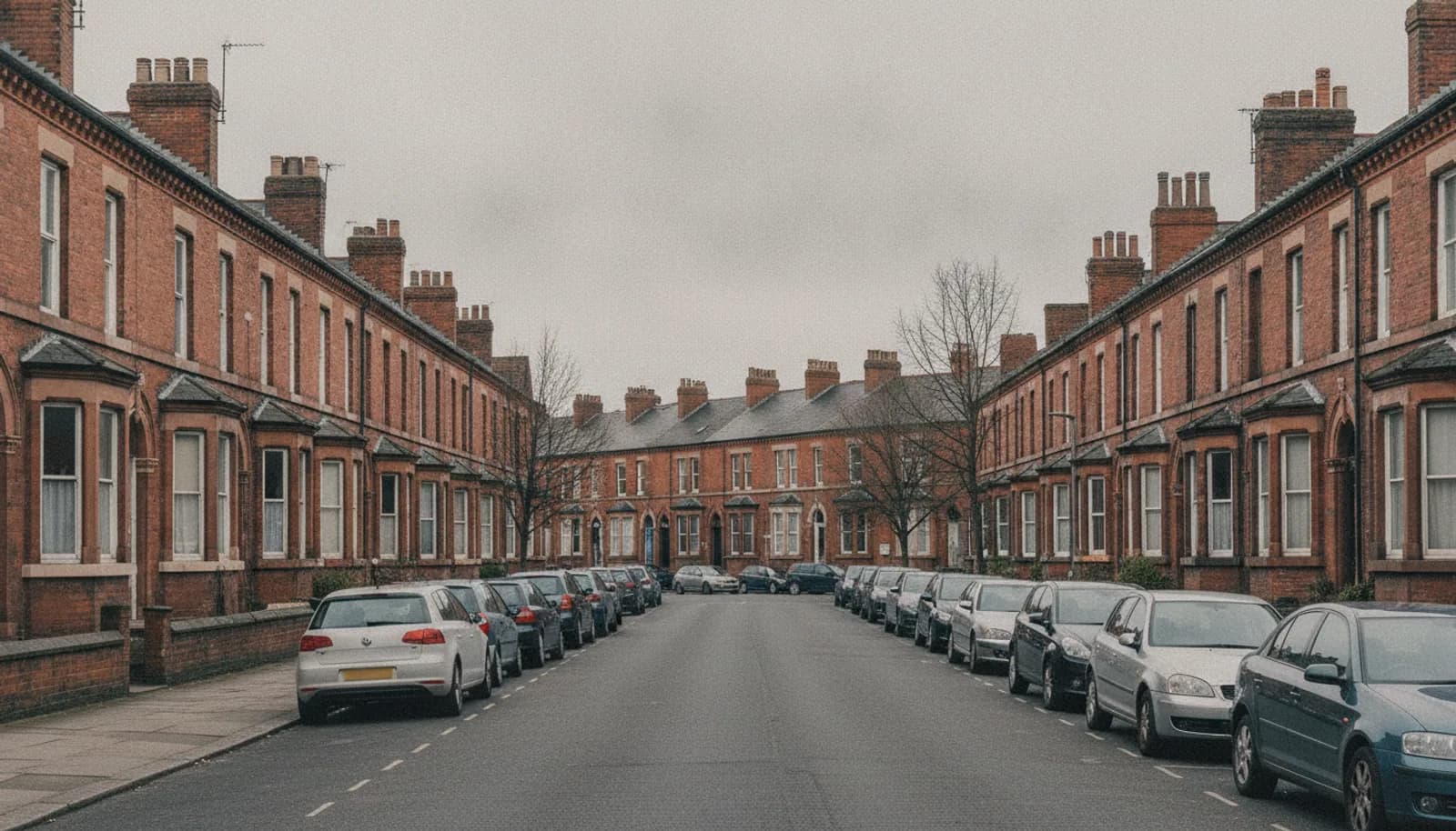 Red brick Victorian terraced housing typical of the Preston area, illustrative